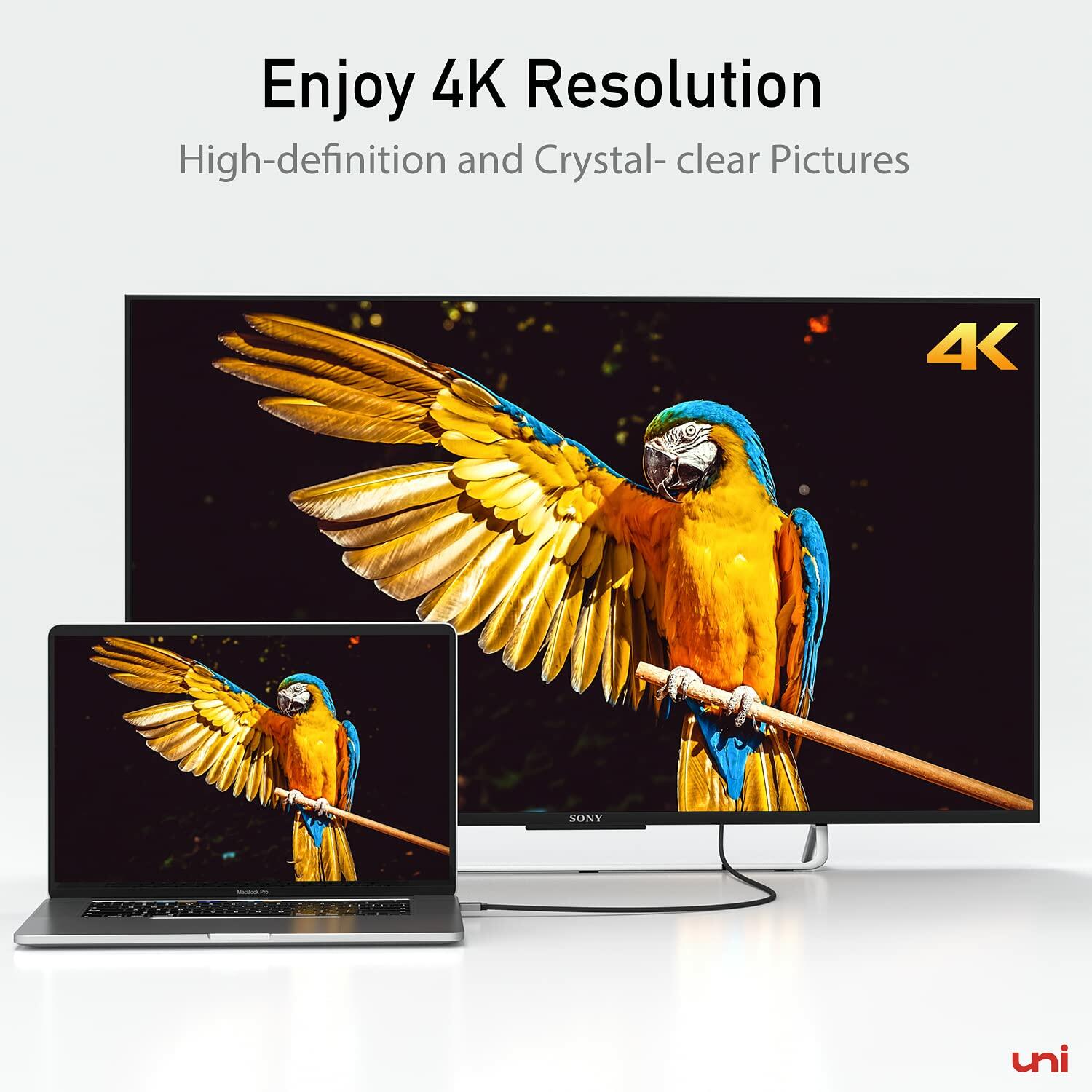 uni USB C to HDMI Cable, [4K, High-Speed] USB Type C to HDMI Cable for Home