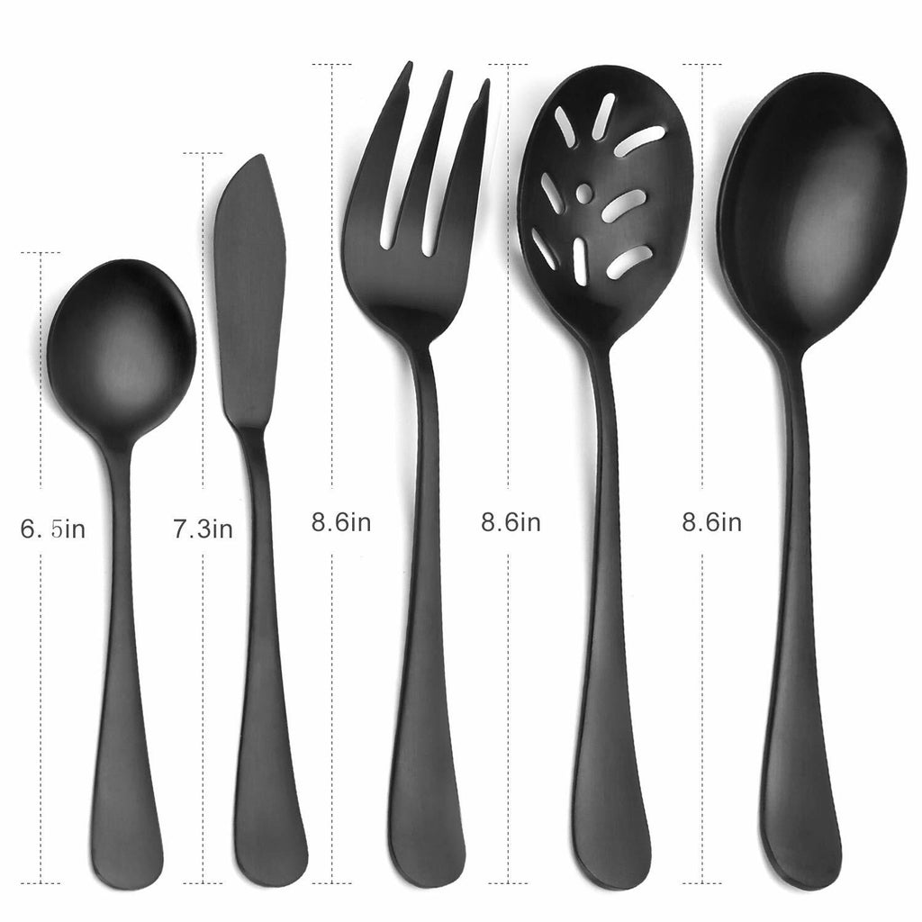 Matte Black Serving Set，SHARECOOK 5-Piece 18/0 Stainless Steel Large Hostess Set
