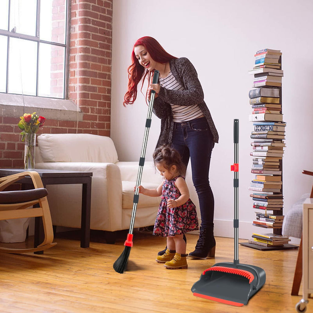 kelamayi Upgrade Broom and Dustpan Set Broom with Dustpan Combo Set, Large Size