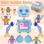 Robots Wooden Snap-Together Building Toys – 28-Piece STEM Montessori Educational
