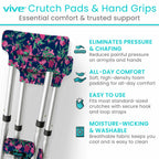 Vive Premium Crutch Pads & Hand Grips - Comfortable, Breathable, Machine