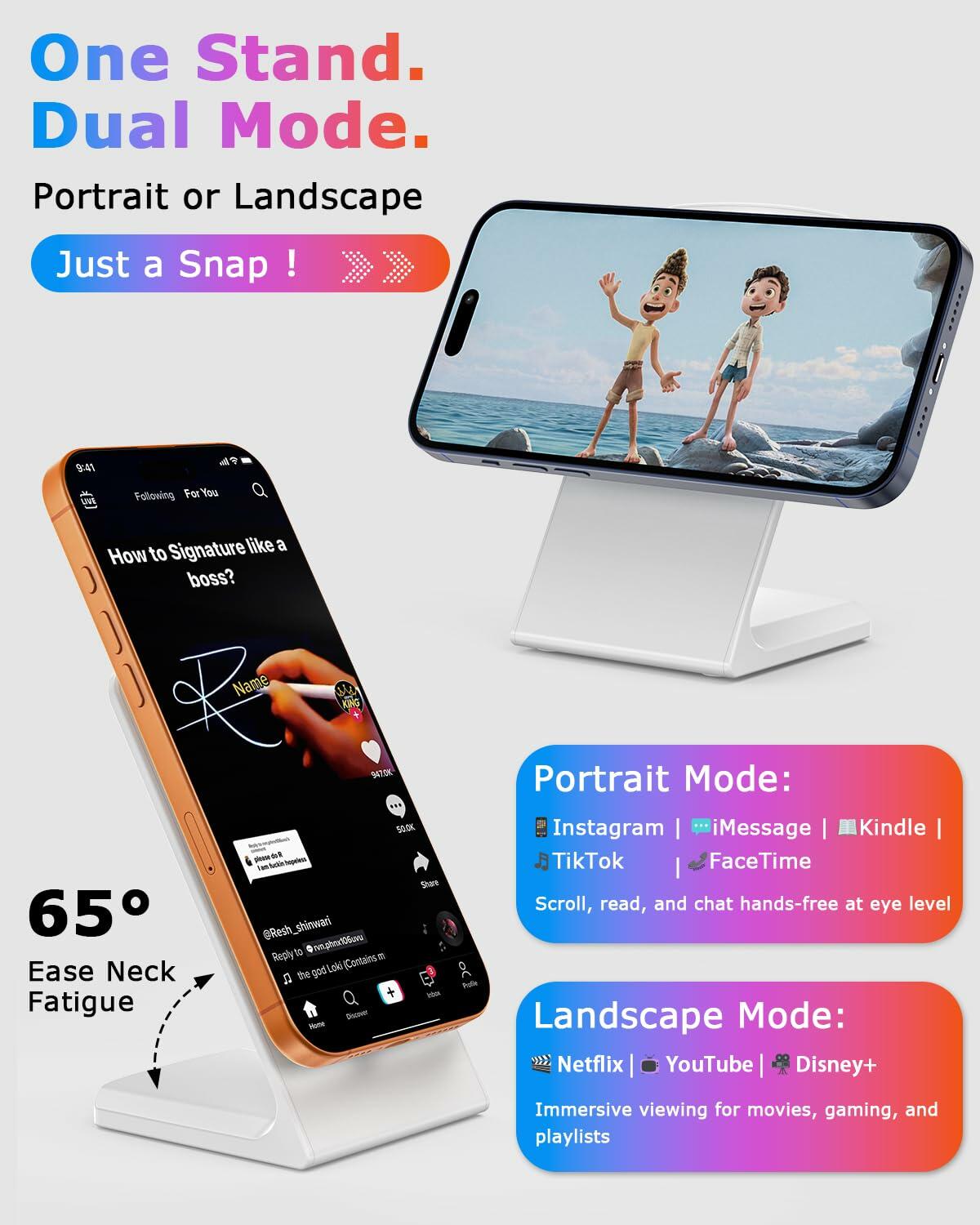 Mag Safe Charger Stand for iPhone: Qi-Certified Fast Magnetic Wireless Charging