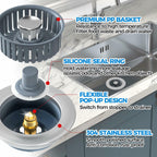 Sink Drain Strainer - Sink Stopper Kitchen Drain, 3 in 1 Kitchen Sink Drain