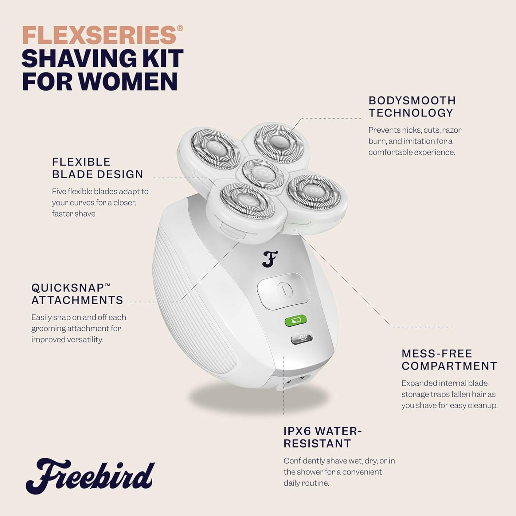 Freebird FlexSeries Electric Razor for Women - Silk Smooth Legs, Body Hair, &