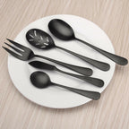 Matte Black Serving Set，SHARECOOK 5-Piece 18/0 Stainless Steel Large Hostess Set