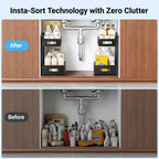TISTAYA Under Sink Organizer, Metal Under Sink Organizers and Storage, Slide Out