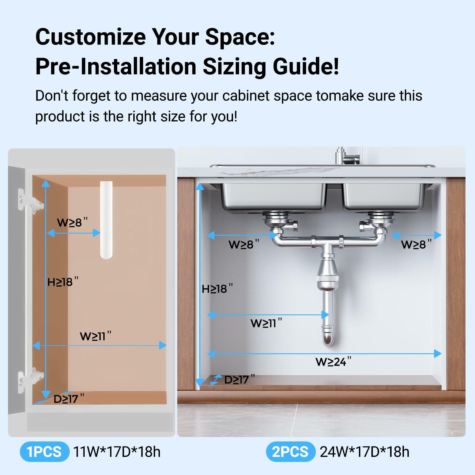 TISTAYA Under Sink Organizer, Metal Under Sink Organizers and Storage, Slide Out