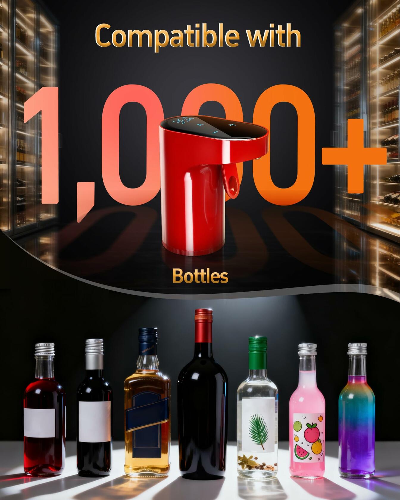 5-in-1 Electric Wine Decanter with Aerator,Smart Liquor Dispenser Adjustable