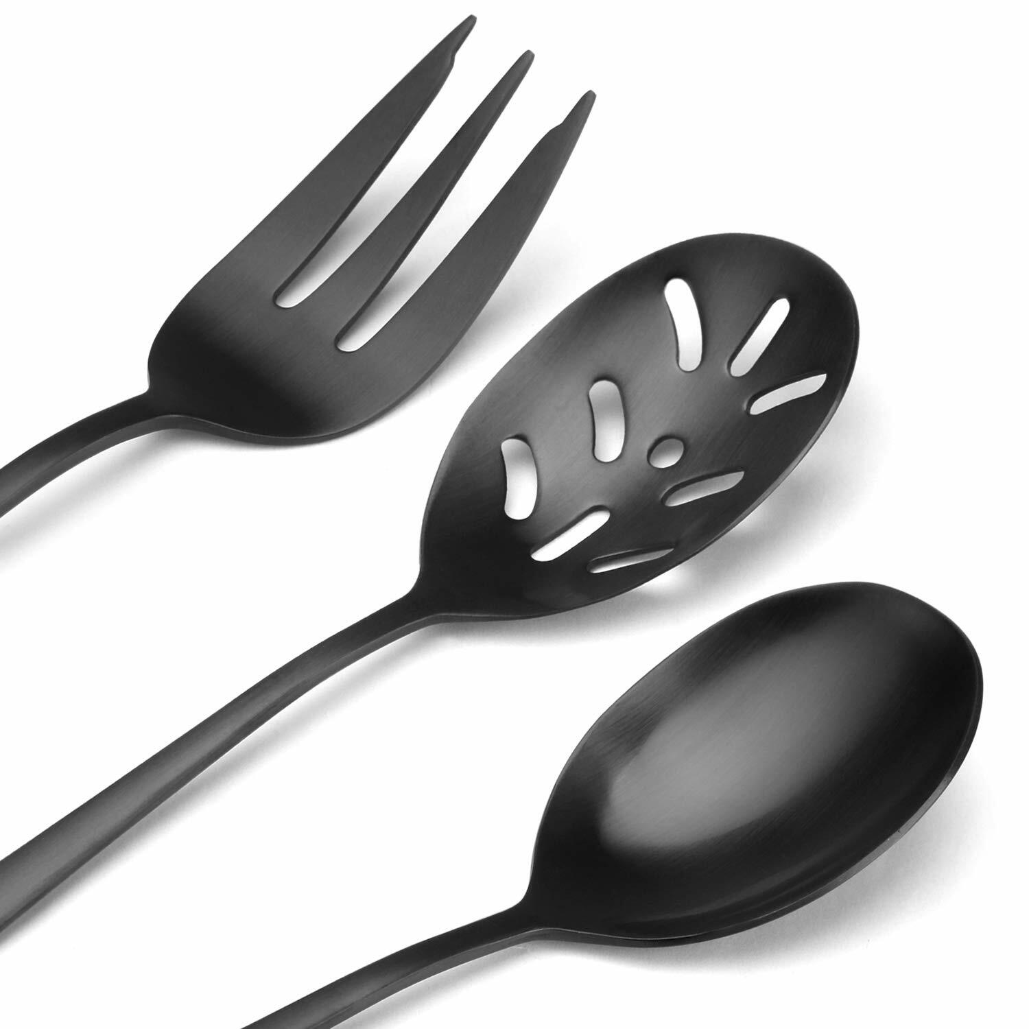 Matte Black Serving Set，SHARECOOK 5-Piece 18/0 Stainless Steel Large Hostess Set