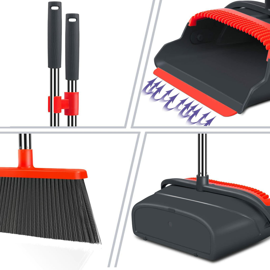 kelamayi Upgrade Broom and Dustpan Set Broom with Dustpan Combo Set, Large Size