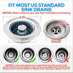 Sink Drain Strainer - Sink Stopper Kitchen Drain, 3 in 1 Kitchen Sink Drain