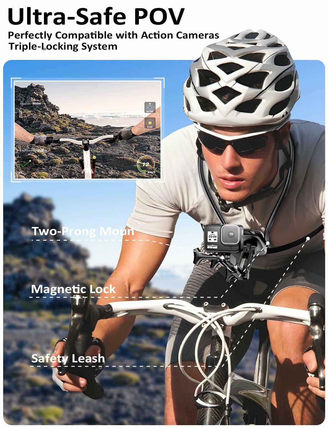 Magnetic Phone Holder Neck Mount: Hands Free Chest Stand with Fixed Strap for
