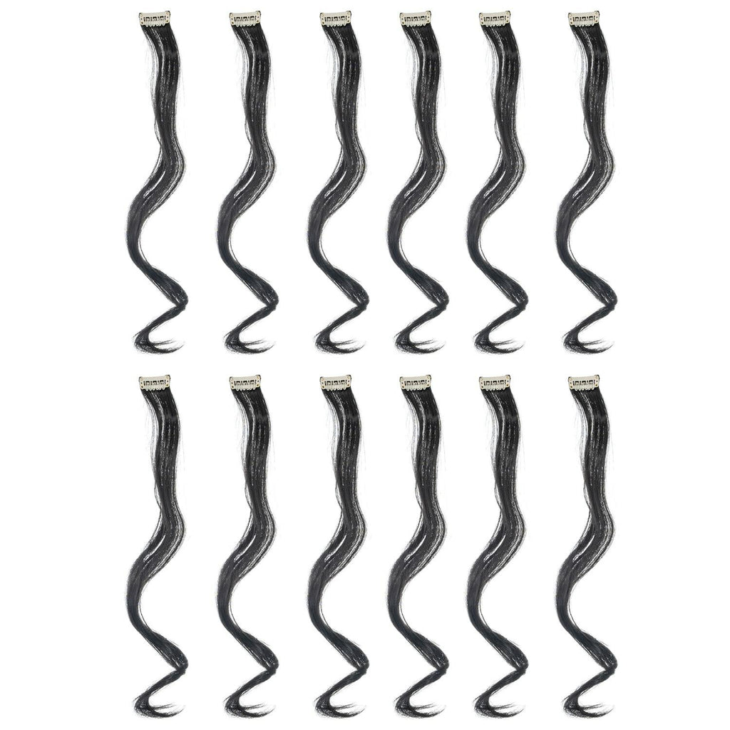 SWACC 12 Pcs Curly Wavy One Color Party Highlights Clip on in Hair Extensions