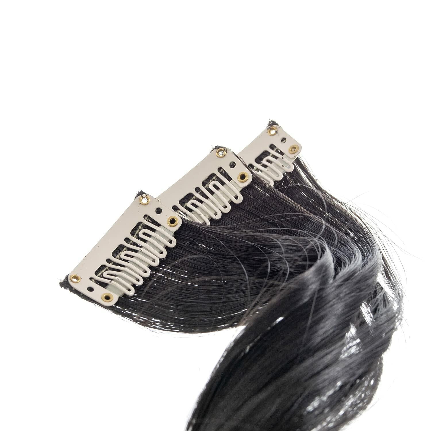 SWACC 12 Pcs Curly Wavy One Color Party Highlights Clip on in Hair Extensions