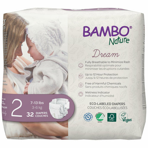 64 Count Size 2 Bambo Nature Hypoallergenic Baby Diapers, Eco-Labelled