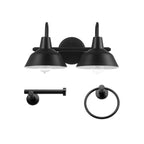 Globe Electric 63000004 3-Piece Bathroom Set, Matte Black, 15.5" 2-Light Vanity