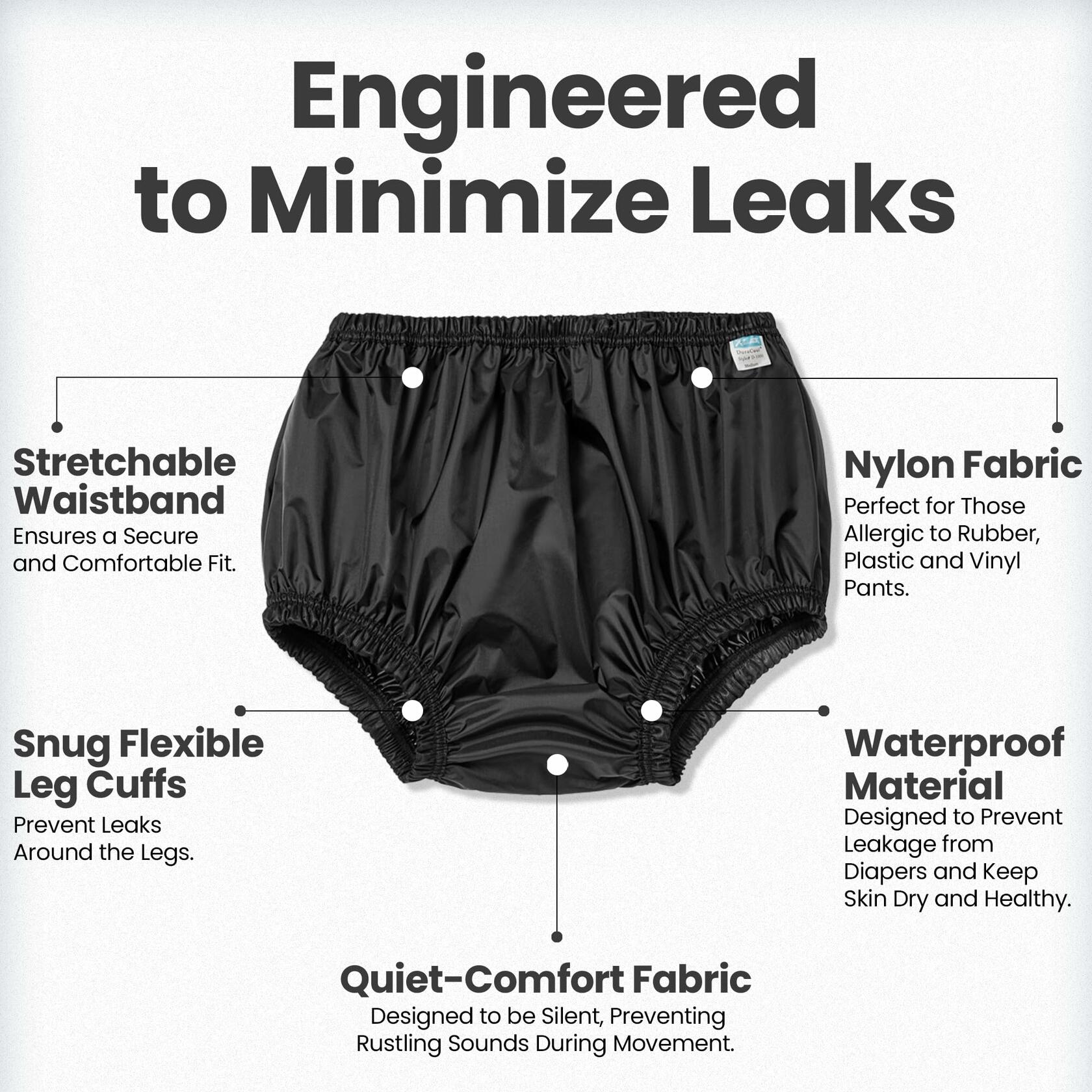 Black XL Incontinence Leak-Protection, Washable Pull-On Cover Pant, Advanced