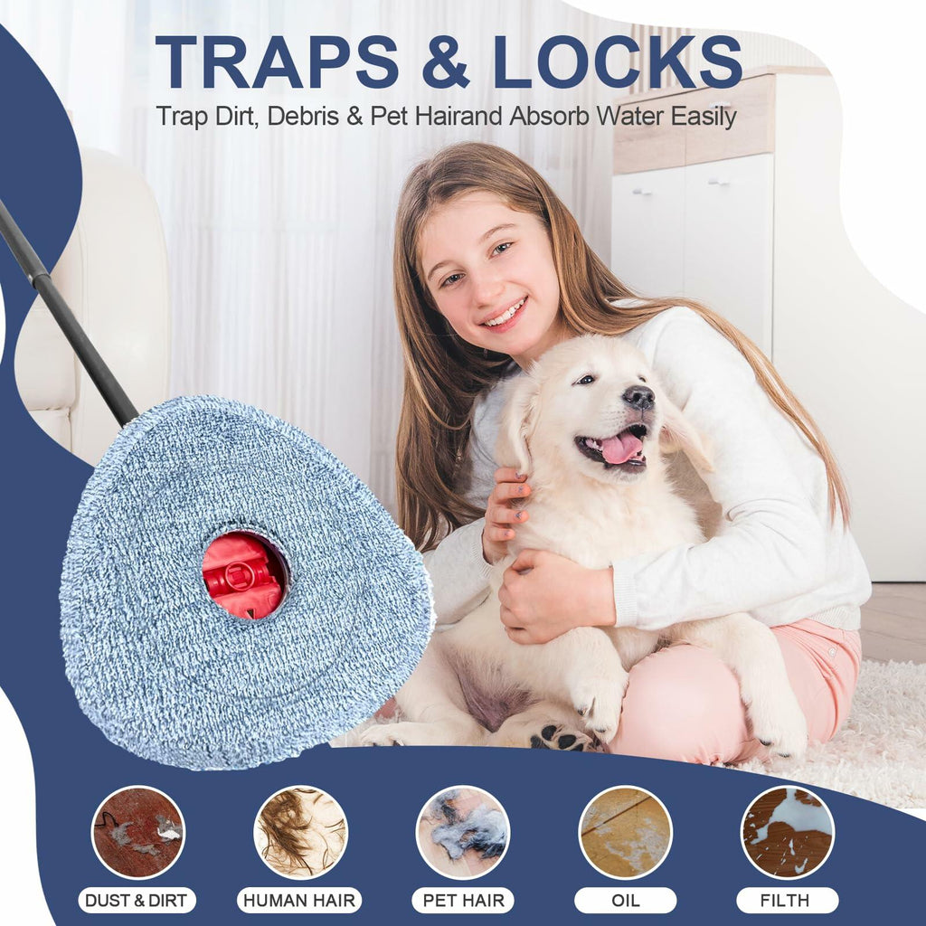 Mop Replacement Pad Set 4 Pack Spin Mop Replace Pads Refill Compatible with