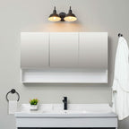 Globe Electric 63000004 3-Piece Bathroom Set, Matte Black, 15.5" 2-Light Vanity