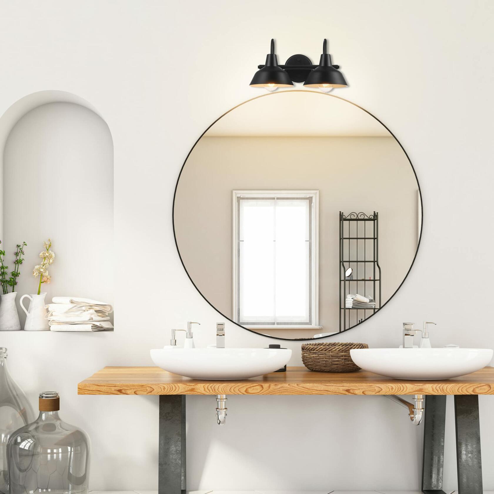 Globe Electric 63000004 3-Piece Bathroom Set, Matte Black, 15.5" 2-Light Vanity