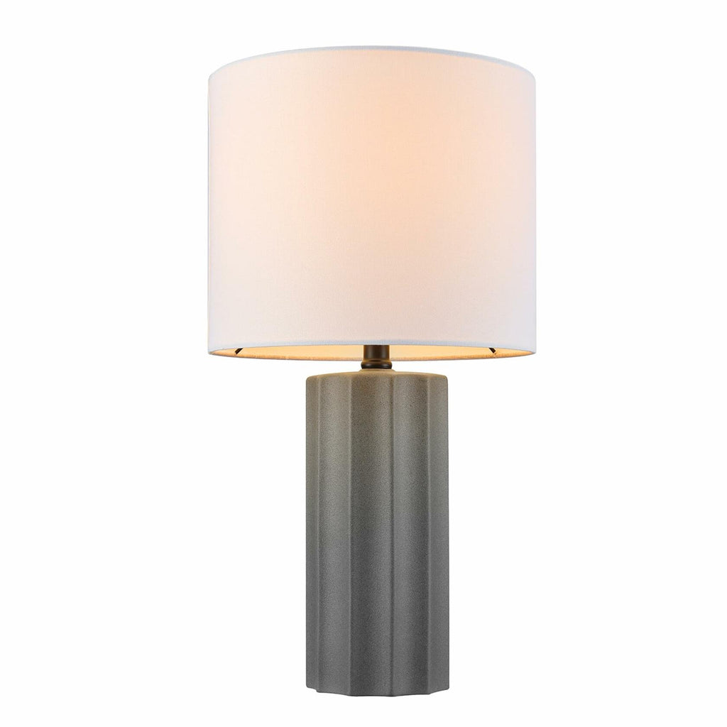 GLOBE Electric 61000061 20" Ribbed Ceramic Table Lamp, Dark Gray Concrete