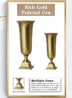 Serene Spaces Living 18-Inch Gold Pedestal Urn - Large- Pack of 1 Elegant