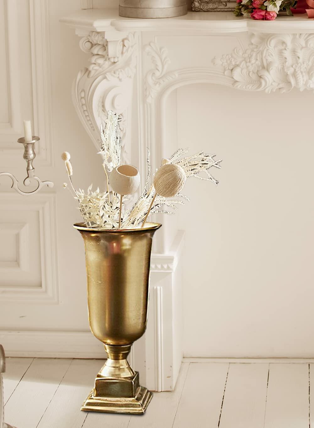 Serene Spaces Living 18-Inch Gold Pedestal Urn - Large- Pack of 1 Elegant