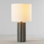 GLOBE Electric 61000061 20" Ribbed Ceramic Table Lamp, Dark Gray Concrete