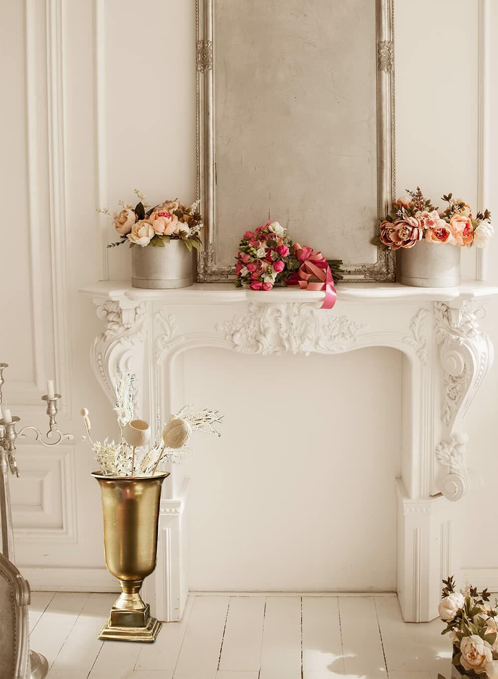 Serene Spaces Living 18-Inch Gold Pedestal Urn - Large- Pack of 1 Elegant