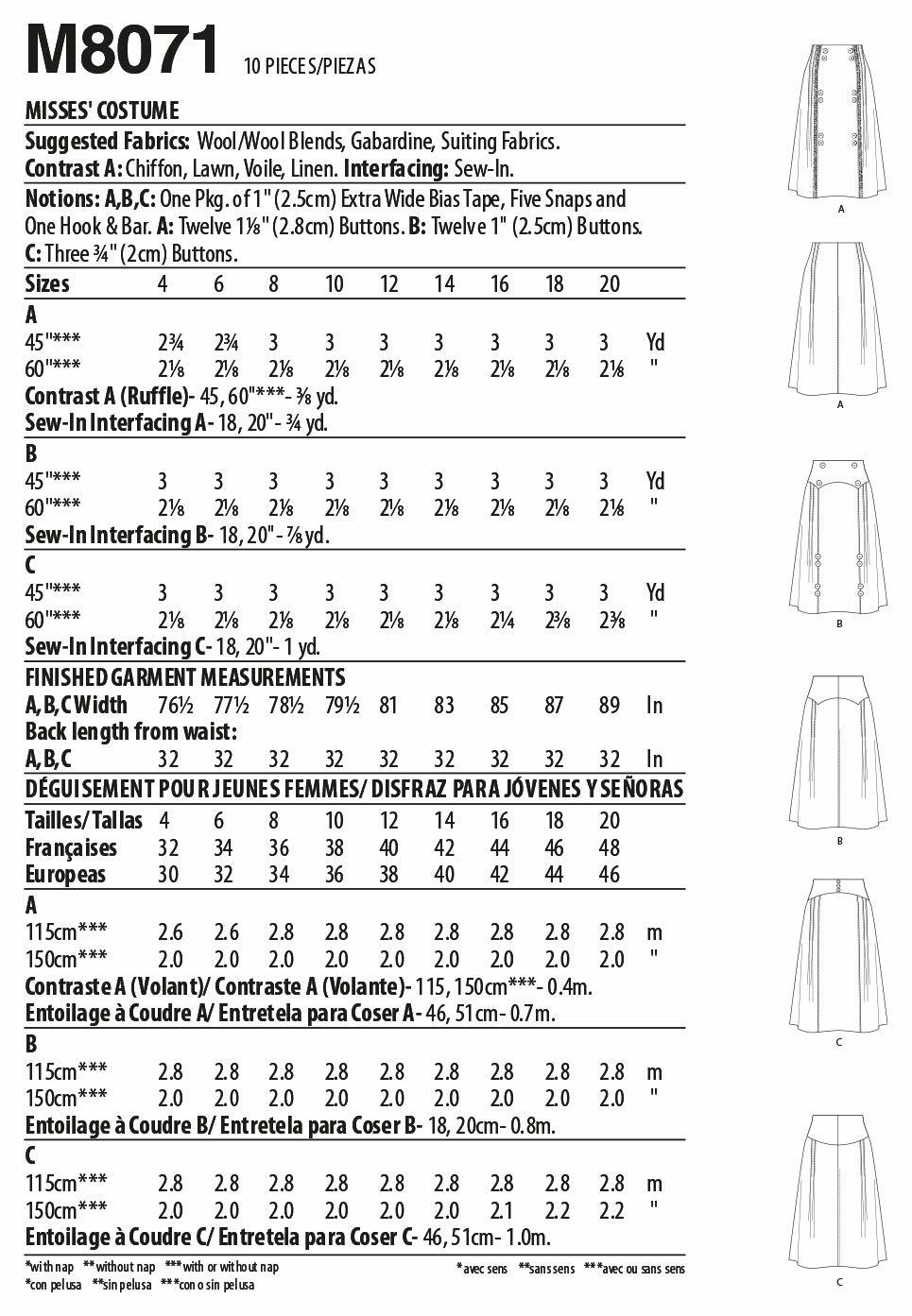 McCall Pattern 12-14-16-1, 12-14-16-18-20