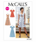 McCall's M7949E5 Women's Knee and Floor Length Button Up Dress Sewing Patterns,