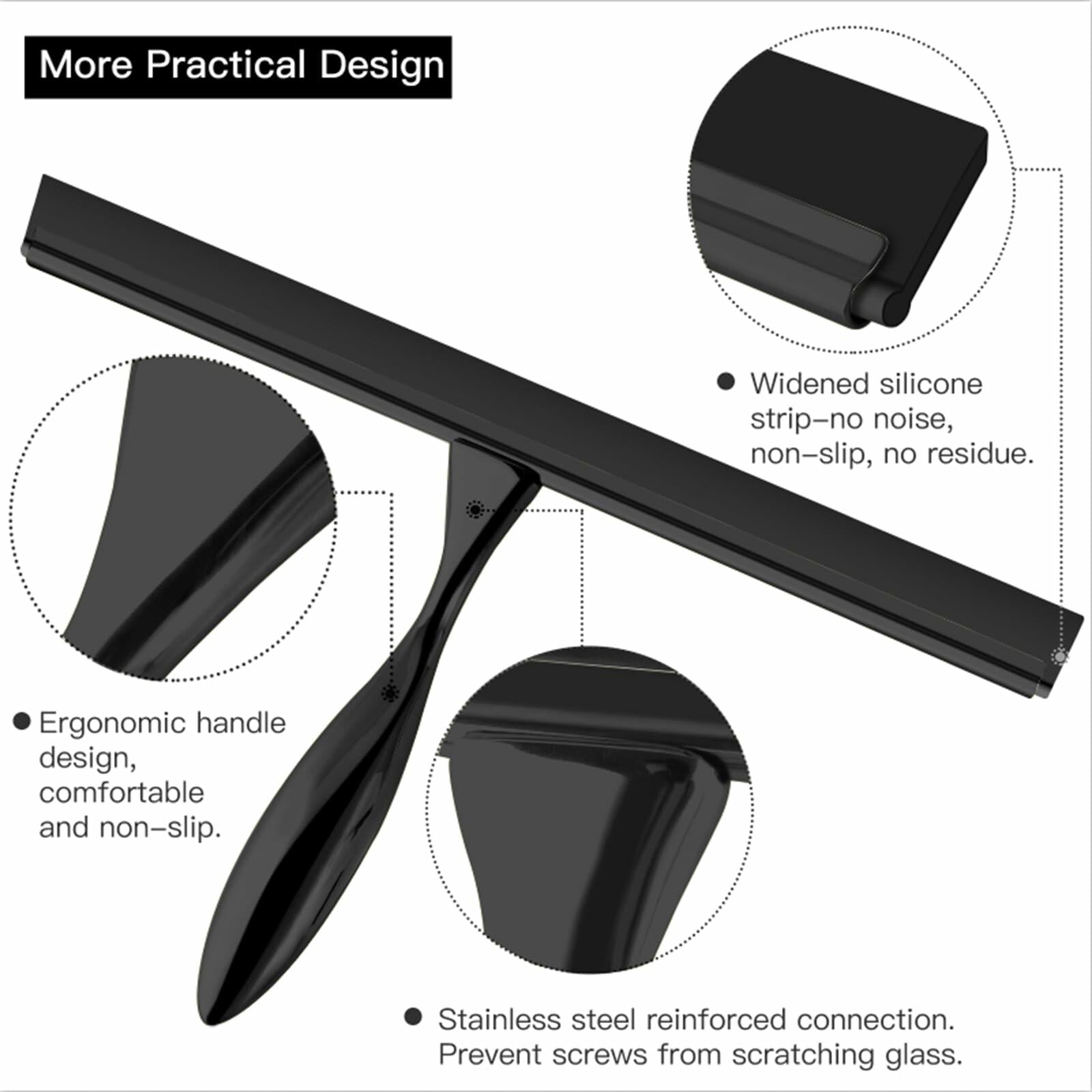 peafowl Shower Squeegee Stainless Steel Bath Squeegee for Shower Glass Doors