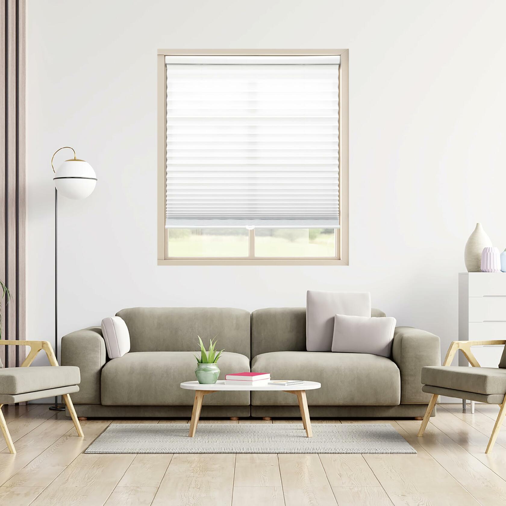 DEZ FURNISHINGS Cordless 1" Light Filtering Pleated Shade, Fabric, 40" W x 48"