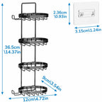 Black MASADI 4 Tier Soap Dish Holder, Soap Bar Holder with Hooks, Shampoo Bar