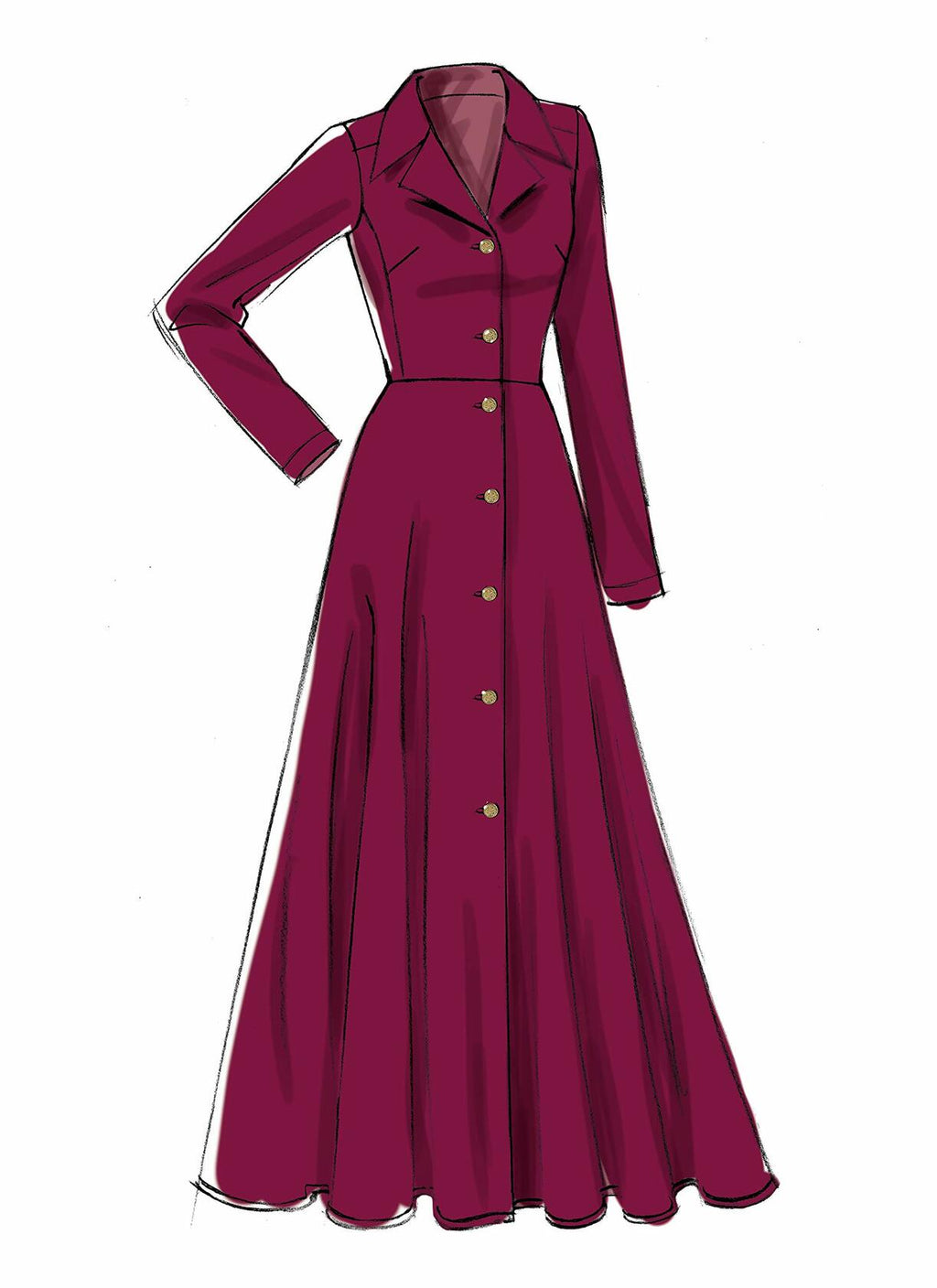 Vogue V9345A5 Easy Women's Notched Collar Dress Sewing Patterns, Sizes 6-14