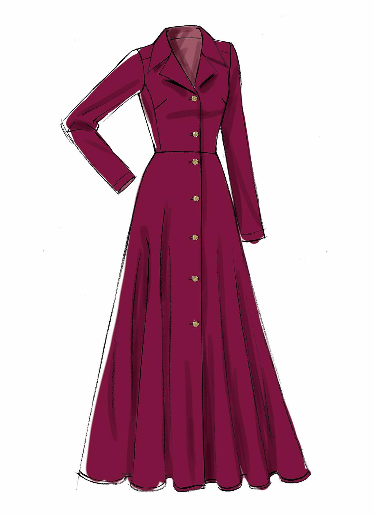 Vogue V9345A5 Easy Women's Notched Collar Dress Sewing Patterns, Sizes 6-14