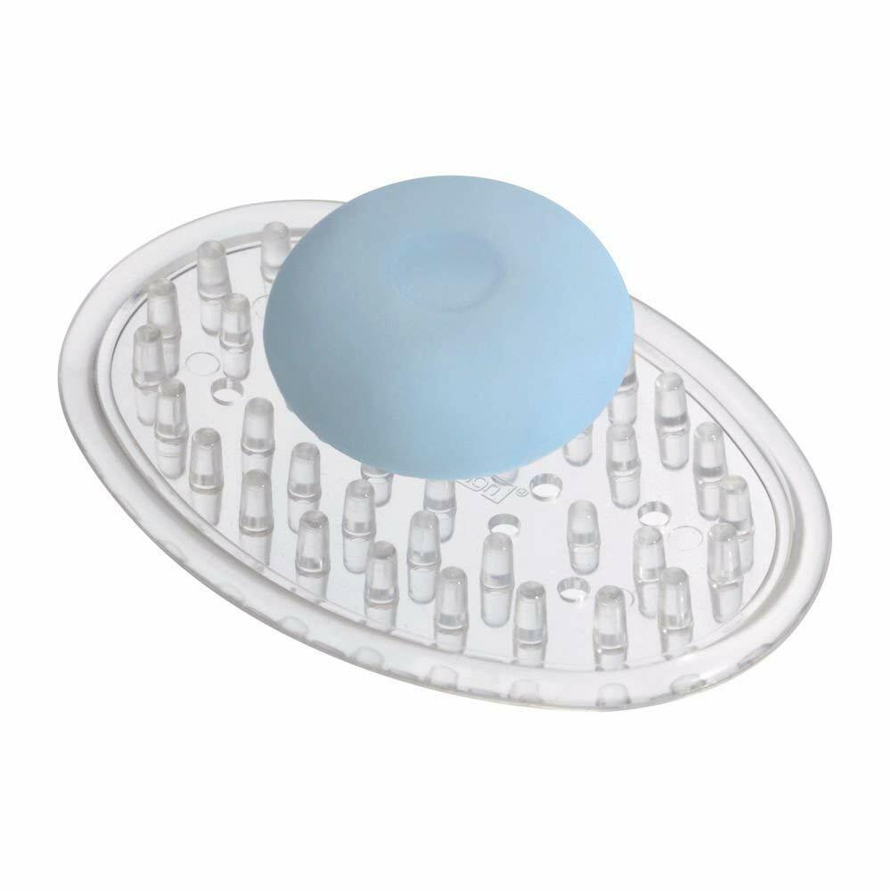 Clear iDesign Plastic Soap Saver, Holder Tray for Bathroom Counter, Shower,