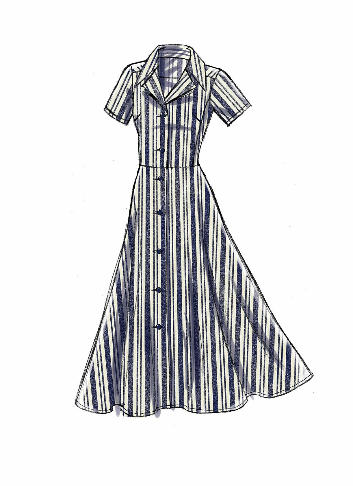 Vogue V9345A5 Easy Women's Notched Collar Dress Sewing Patterns, Sizes 6-14