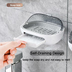 2 Pack NICAVKIT Shower Soap Dish Holder with Lid, Bar Soap Holder with Drain,