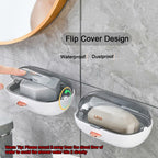 2 Pack NICAVKIT Shower Soap Dish Holder with Lid, Bar Soap Holder with Drain,