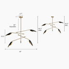 PHOSANT LIGHTING Modern Black Gold Chandelier, 48" Large Chandeliers for Dining