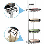 Black MASADI 4 Tier Soap Dish Holder, Soap Bar Holder with Hooks, Shampoo Bar