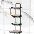 Black MASADI 4 Tier Soap Dish Holder, Soap Bar Holder with Hooks, Shampoo Bar