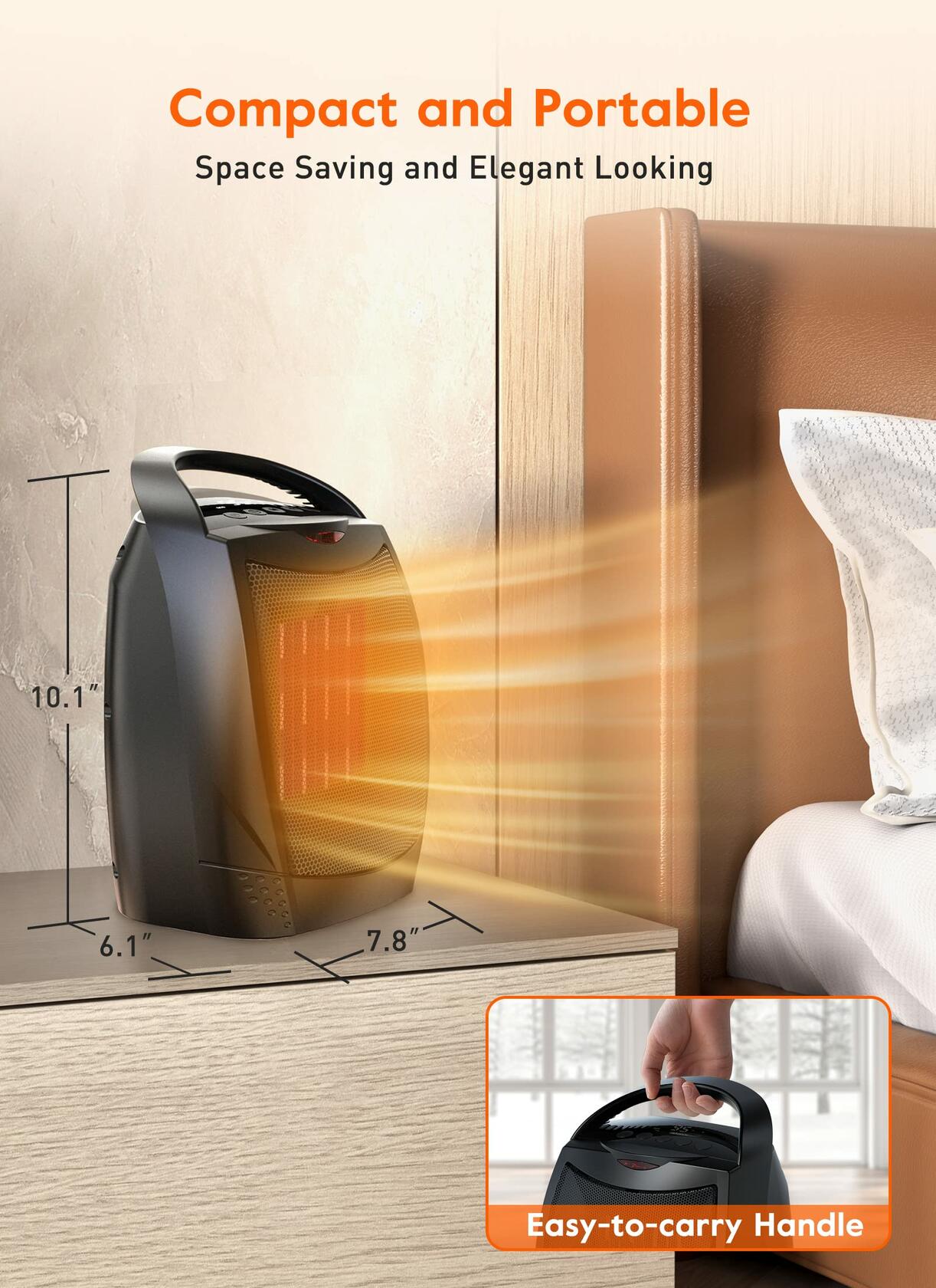 GiveBest Digital Space Heater, 1500W/750W Portable ETL Listed Electric Heater