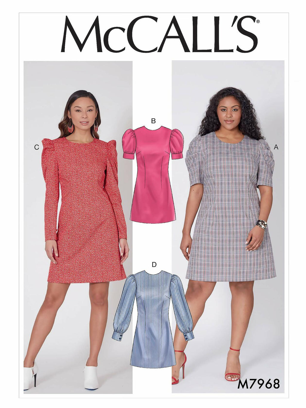 McCall's M7968B5 Women's Loose Fitting Knee-Length Dress Sewing Patterns, Sizes