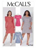 McCall's M7968B5 Women's Loose Fitting Knee-Length Dress Sewing Patterns, Sizes