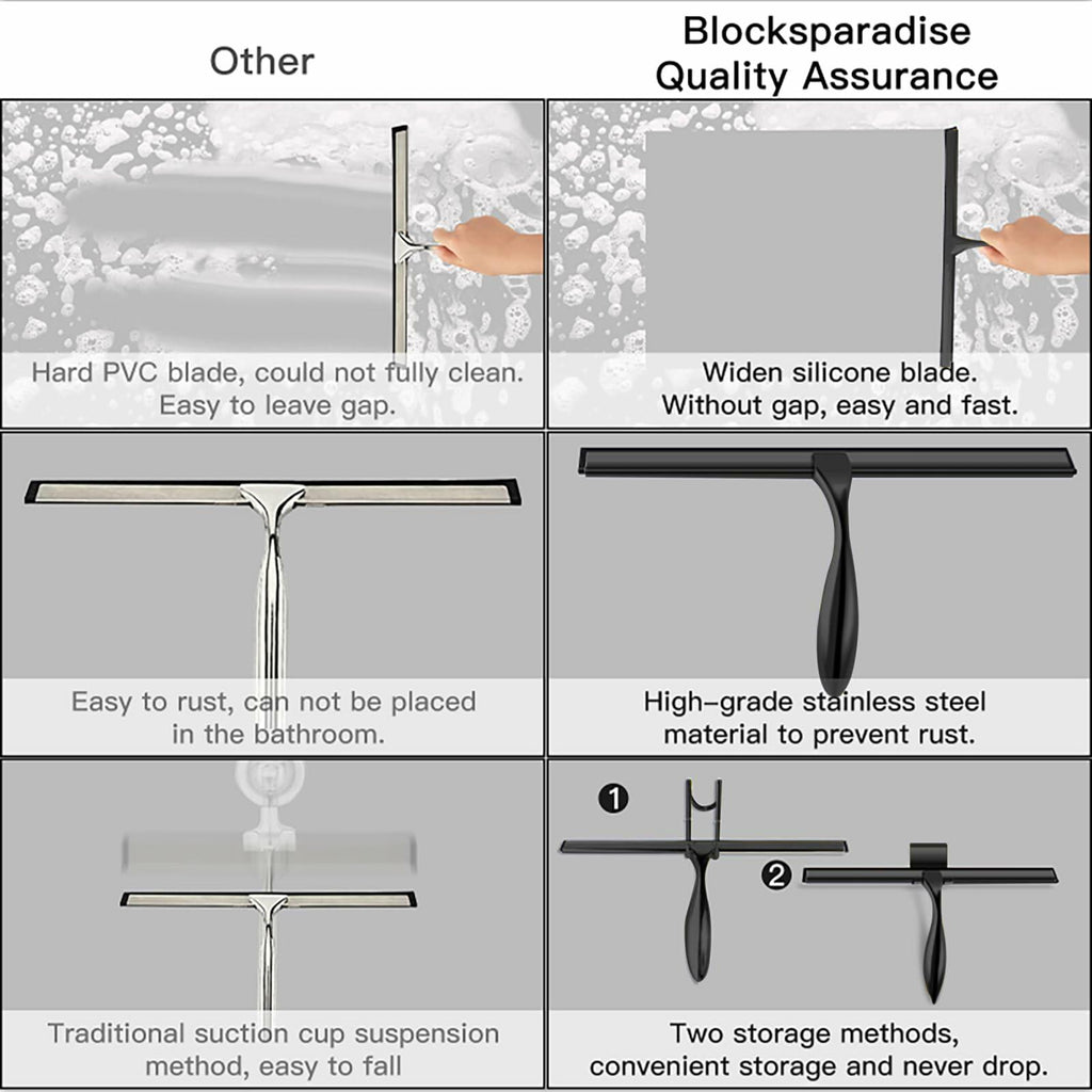 peafowl Shower Squeegee Stainless Steel Bath Squeegee for Shower Glass Doors
