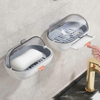 2 Pack NICAVKIT Shower Soap Dish Holder with Lid, Bar Soap Holder with Drain,