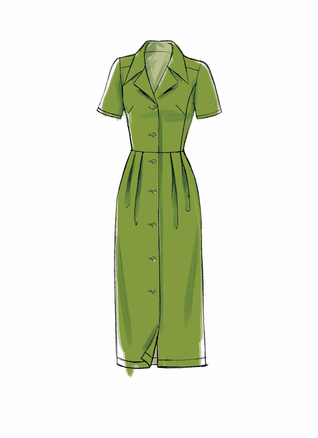 Vogue V9345A5 Easy Women's Notched Collar Dress Sewing Patterns, Sizes 6-14