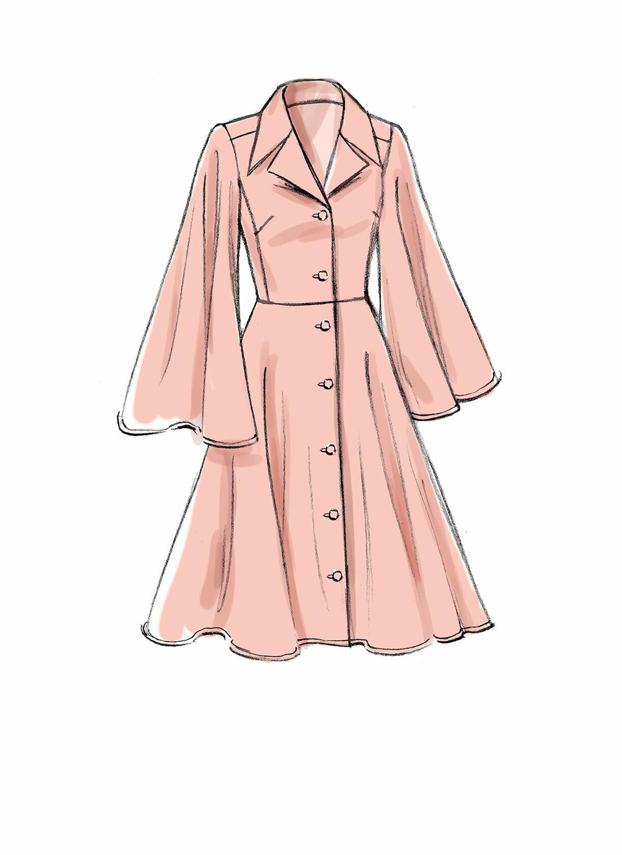 Vogue V9345A5 Easy Women's Notched Collar Dress Sewing Patterns, Sizes 6-14
